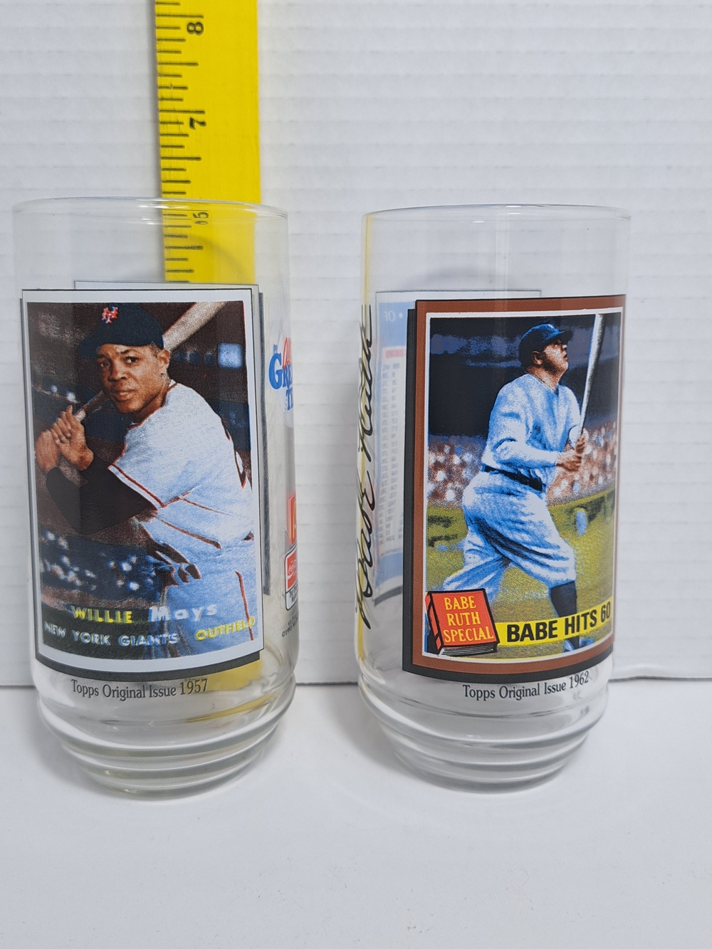 1993 Vintage McDonald's Topps MLB Glasses "Set Of 2" Willie Mays and Babe Ruth